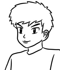 black and white of cute man for coloring