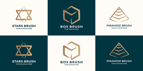 ink brush stroke shapes logo collection