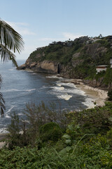 Fototapeta premium View of Joatinga Beach, Rio de Janeiro, Brazil. Day with blue sky and some clouds
