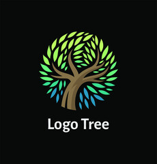 tree logo in circle shape. modern design