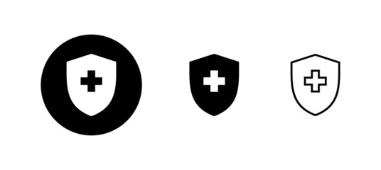 Health insurance icons set. Insurance health document sign and symbol