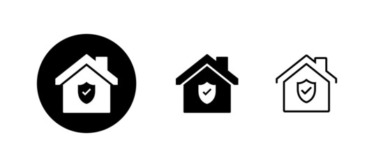 home insurance icons set. home protection sign and symbol
