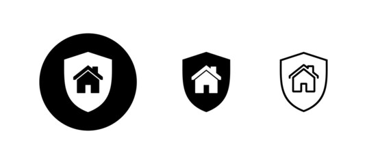 house insurance icons set. house protection sign and symbol