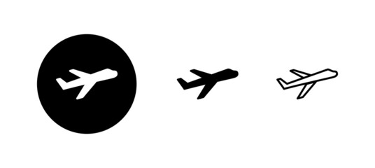 Plane icons set. Airplane sign and symbol. Flight transport symbol. Travel sign. aeroplane