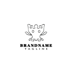 cute monster cartoon logo icon design black isolated vector illustration