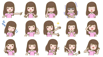 女の子バストアップ表情いろいろ