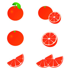 set of grapefruit icons in vector 