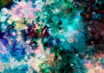 緑の幻想的なキラキラ水彩テクスチャ背景
