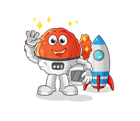 wrapped candy astronaut waving character. cartoon mascot vector