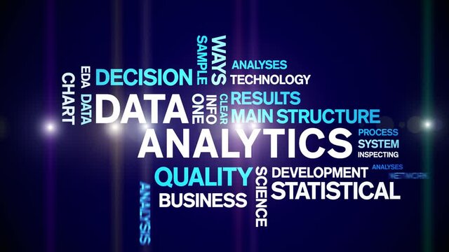4k Data Analytics Animated Tag Word Cloud;Text Design big data Animation typography seamless loop.