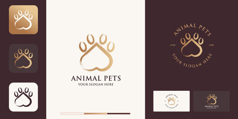 animal footprint combined with brush stroke logo concept
