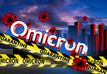 Omicron coronavirus variant. Omicron Covid-19 variant Coronavirus. SARS-CoV-2. Quarantine because...