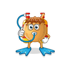 takoyaki diver cartoon. cartoon mascot vector