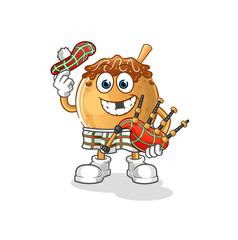 takoyaki scottish with bagpipes vector. cartoon character