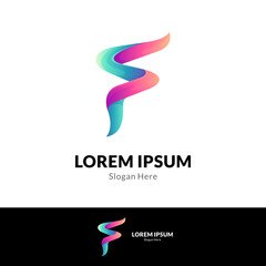 Simple letter F gradient logo template, suitable for for company initial name