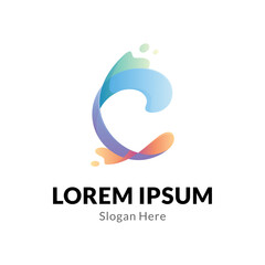 Obraz premium Letter C water splash logo design template