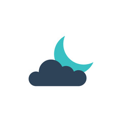 flat blue night weather icon on white background