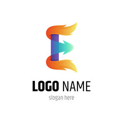 Obraz premium Fire and letter E logo concept template with gradient color