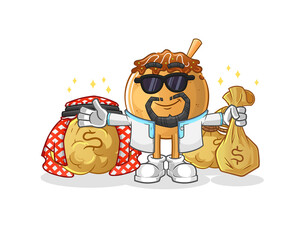 Naklejka premium takoyaki rich arabian mascot. cartoon vector