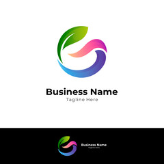 Nature letter G creative logo concept with gradient colors