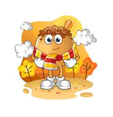Obraz na płótnie Canvas takoyaki in the autumn. cartoon mascot vector