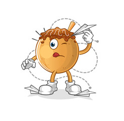 takoyaki with paper plane character. cartoon mascot vector