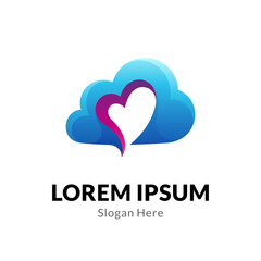 love cloud logo concept with simple style and gradient colors