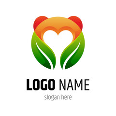 Fototapeta premium heart and leaf logo concept with gradient colors