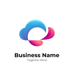 simple cloud logo template with gradient colors