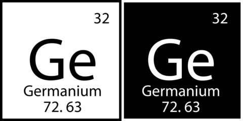 Germanium symbol. Mendeleev periodic table. Black and white squares. Chemical element. Vector illustration. Stock image.