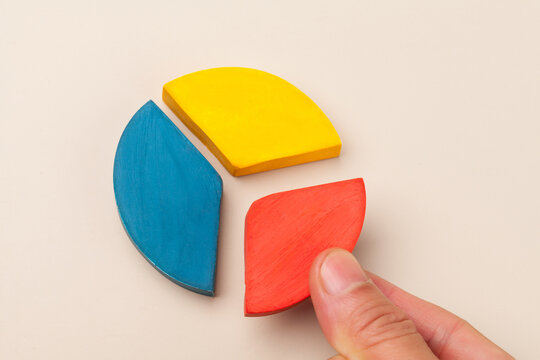 A Hand Give The Last Piece To Complete Pie Chart.