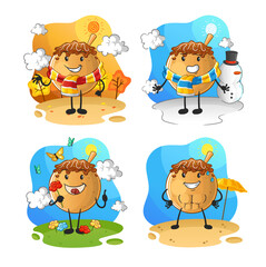 takoyaki season group character. cartoon mascot vector