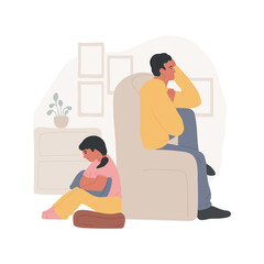 Resentment isolated cartoon vector illustration. Family relationship, kid and parent turn away from each other, sitting with folded hands, having a conflict, feeling resentment cartoon vector.
