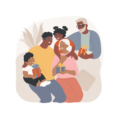 Family reunion isolated cartoon vector illustration. Relatives sitting together in living room, Sunday meeting, family members reunion, spending weekend at home, relationship cartoon vector.