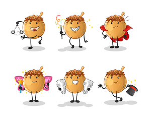 takoyaki magic group character. cartoon mascot vector