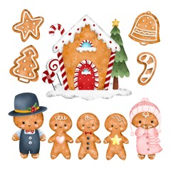 Set of gingerbread and Christmas cookies 