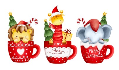 Set of safari animals in the cup 