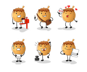 takoyaki postman set character. cartoon mascot vector