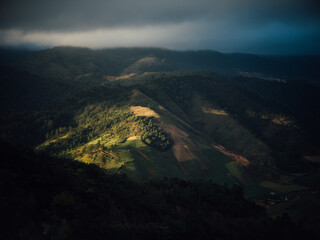 Clouds over the mountains during sunrise