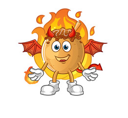 takoyaki demon with wings character. cartoon mascot vector
