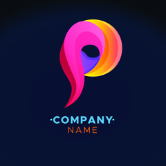 colorful P Letter logo, abstract colorful illustration