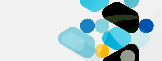 Abstract round geometric shapes and circles background. Trendy techno business template for wallpaper, banner, background or landing