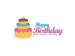 Birthday cake logo design vector illustration