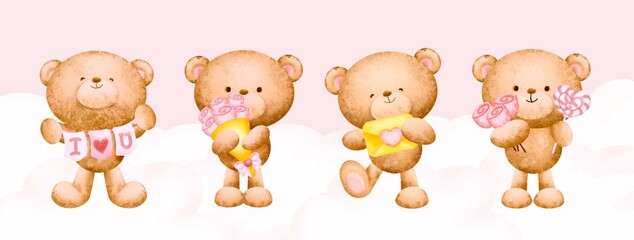 Set of Valentine's teddy bear 