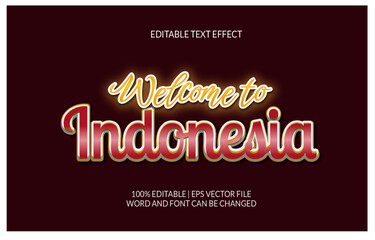 welcome Indonesia red white and gold text effect