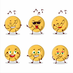 An image of dalgona candy agree dancer cartoon character enjoying the music