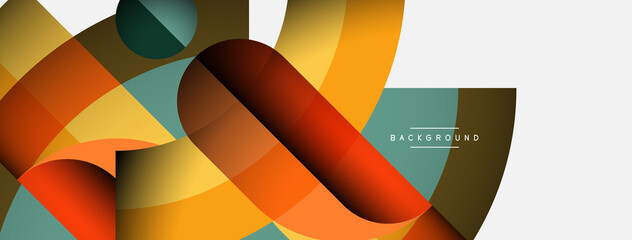 Geometric abstract background. Round shapes, circles, lines composition for wallpaper banner background or landing page