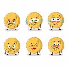 Dalgona candy agree cartoon character with sad expression