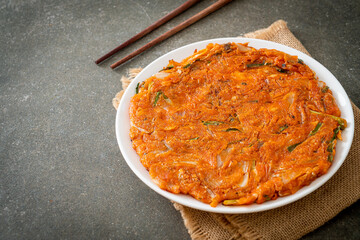 Korean Kimchi pancake or Kimchijeon