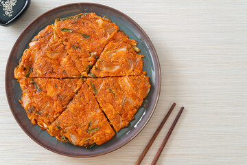 Korean Kimchi pancake or Kimchijeon